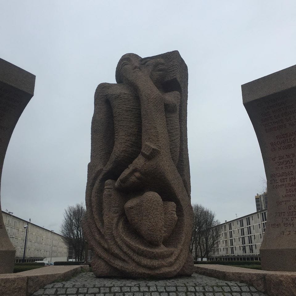 Memorial sculptures from Shelomo Selinger at the former Drancy camp, France. Image: Courtney Traub/Free for general use