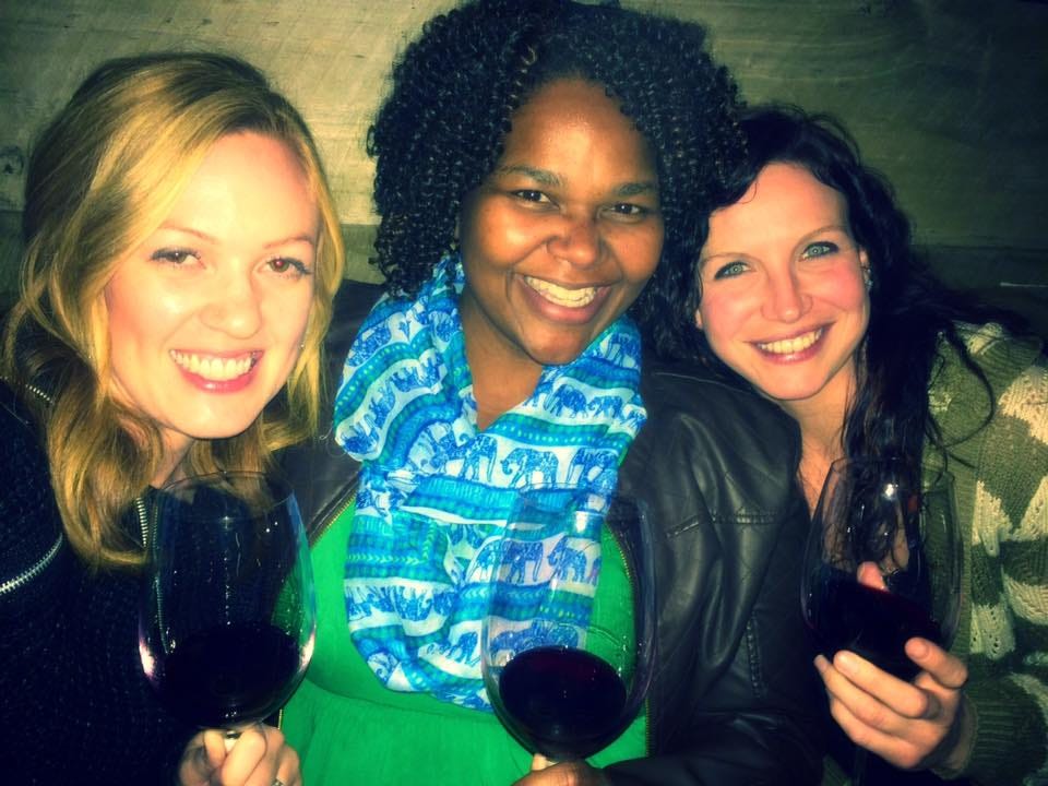 Jenita having wine with friends