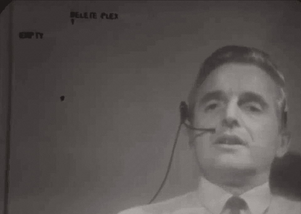 Doug Engelbart forgetting to save his document during a tech demo