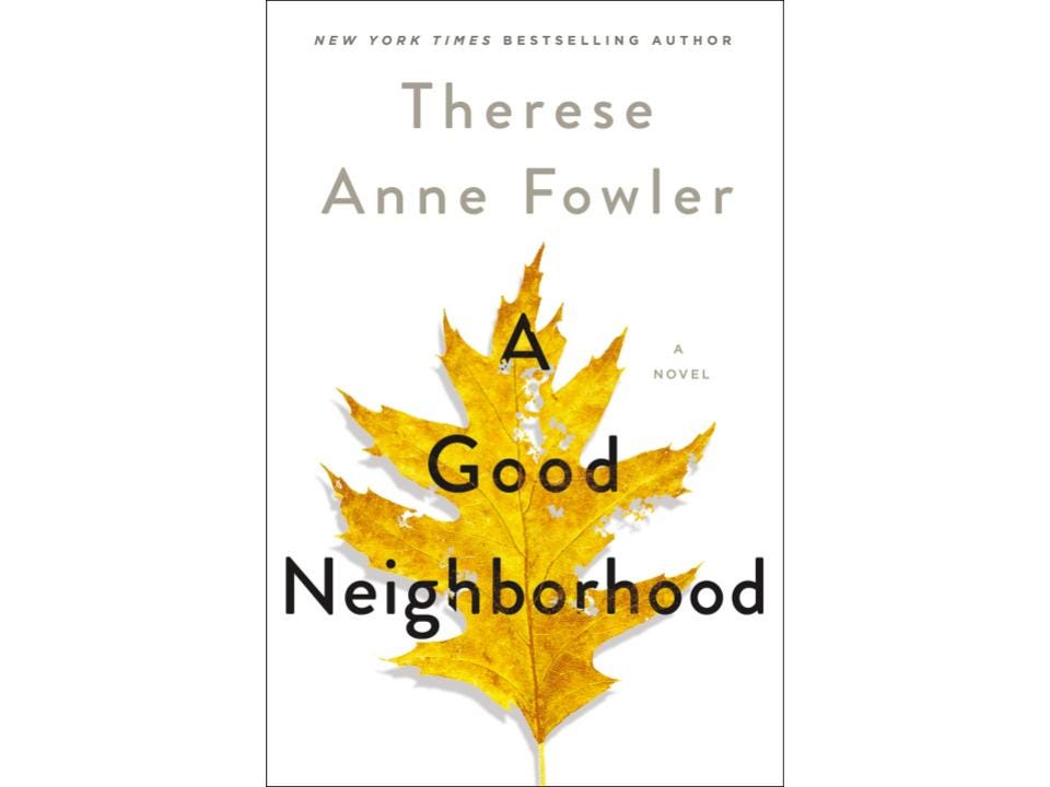 Book cover for “A Good Neighborhood” depicting an oak leaf.