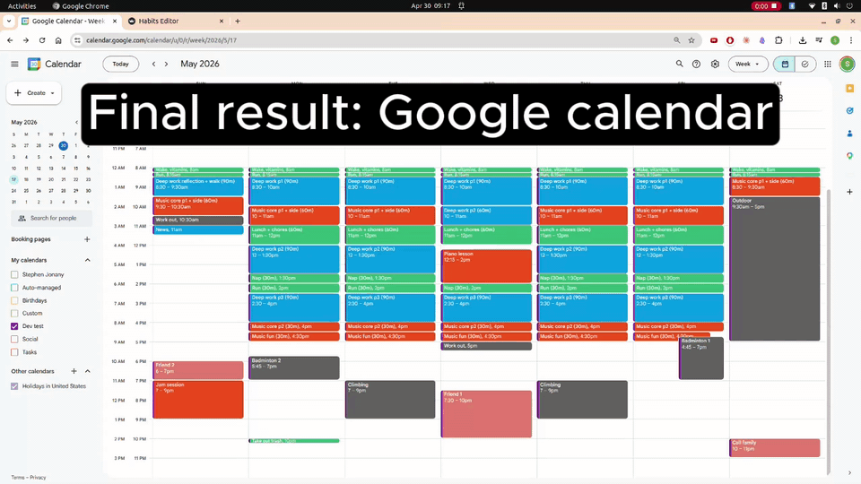 Declarative calendar