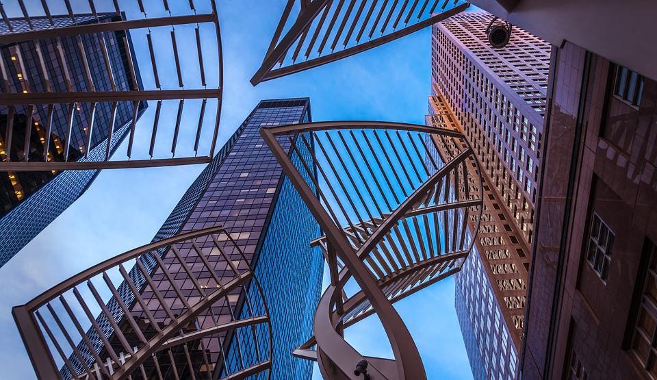 Downtown Calgary Stephen Avenue Skyscraper and Art