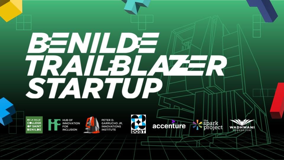 Benilde Trailblazer Startup cover deck logos: Benilde, HIFI, DOST, Accenture, Spark Project, Wadhwani Foundation
