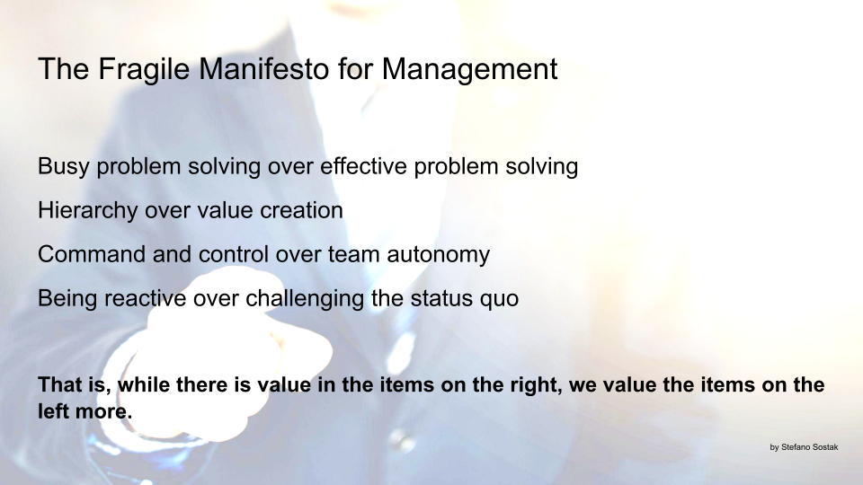 Fragile Manifesto for Management by Stefano Sostak