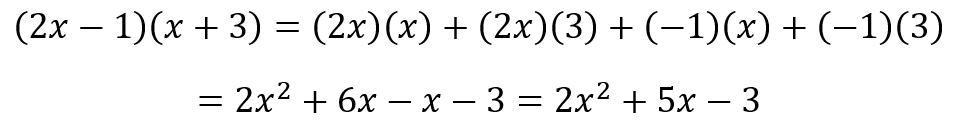 Multiplying two binomials using the Distributive (FOIL) method.