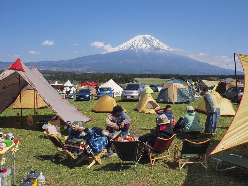 Camping site with Mt Fuji in background