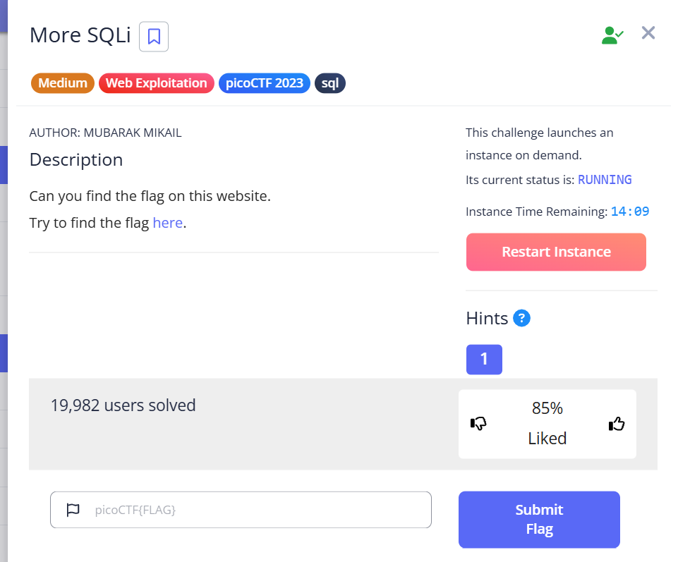 More SQLi — picoCTF Writeup