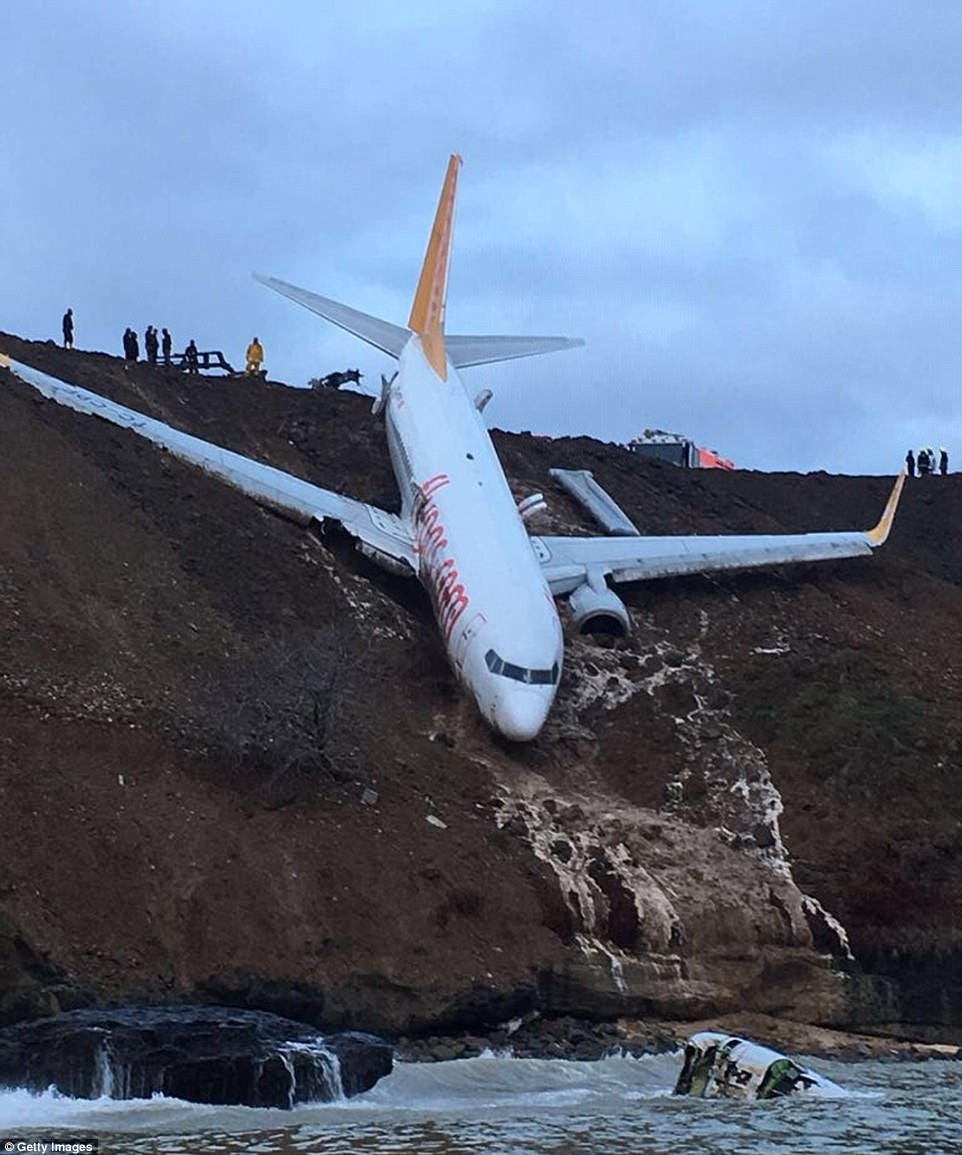 A passenger jet that shot off a Turkish runway and nearly ended up in the sea span off course when its right-hand engine mysteriously surged in power, pilots have revealed 