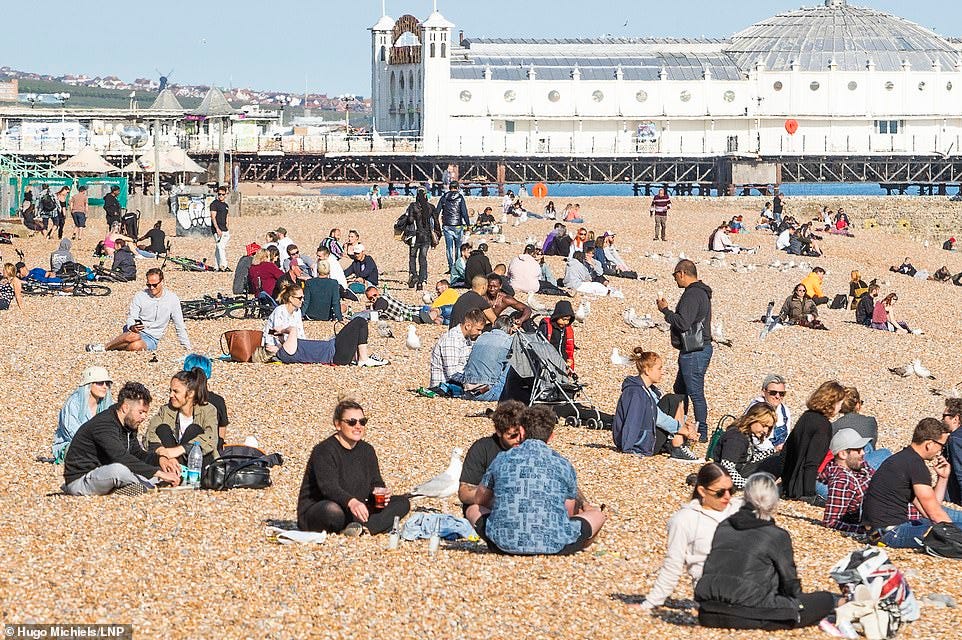 Brighton people on the beach