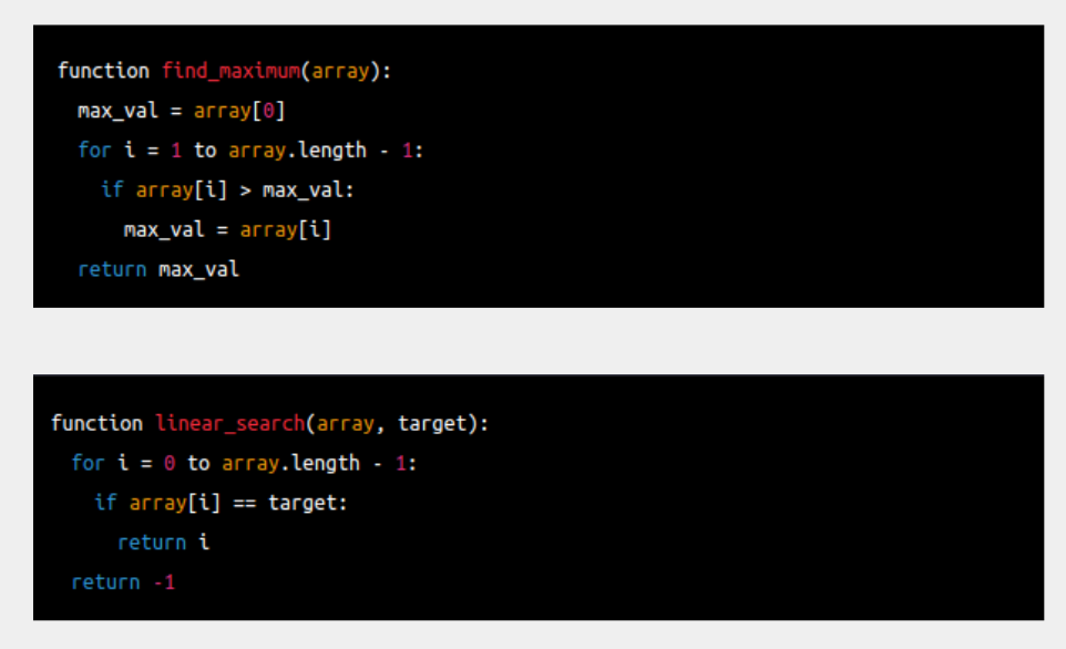 Big O notation, pseudocode for O(n) notation