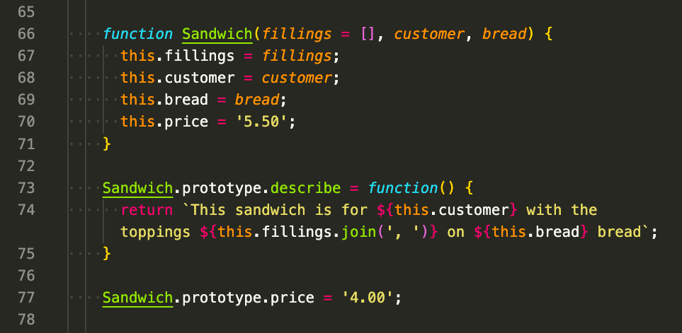 JavaScript code snippet of a function and then some prototype modifications.
