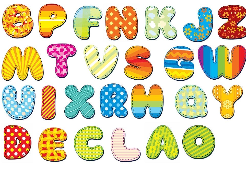 Funny color alphabet svg image clip art drawing bundle