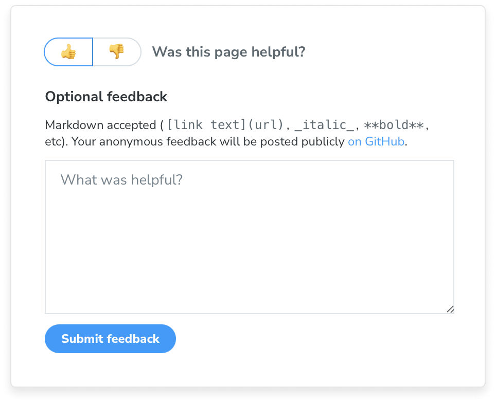 Storybook docs feedback widget
