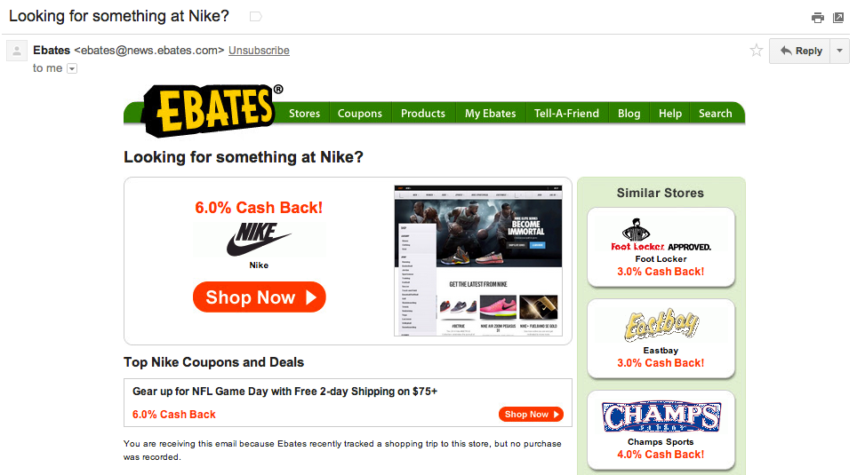 Ebates Followup Loop