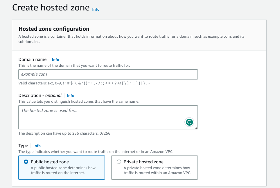 Create hosted zone