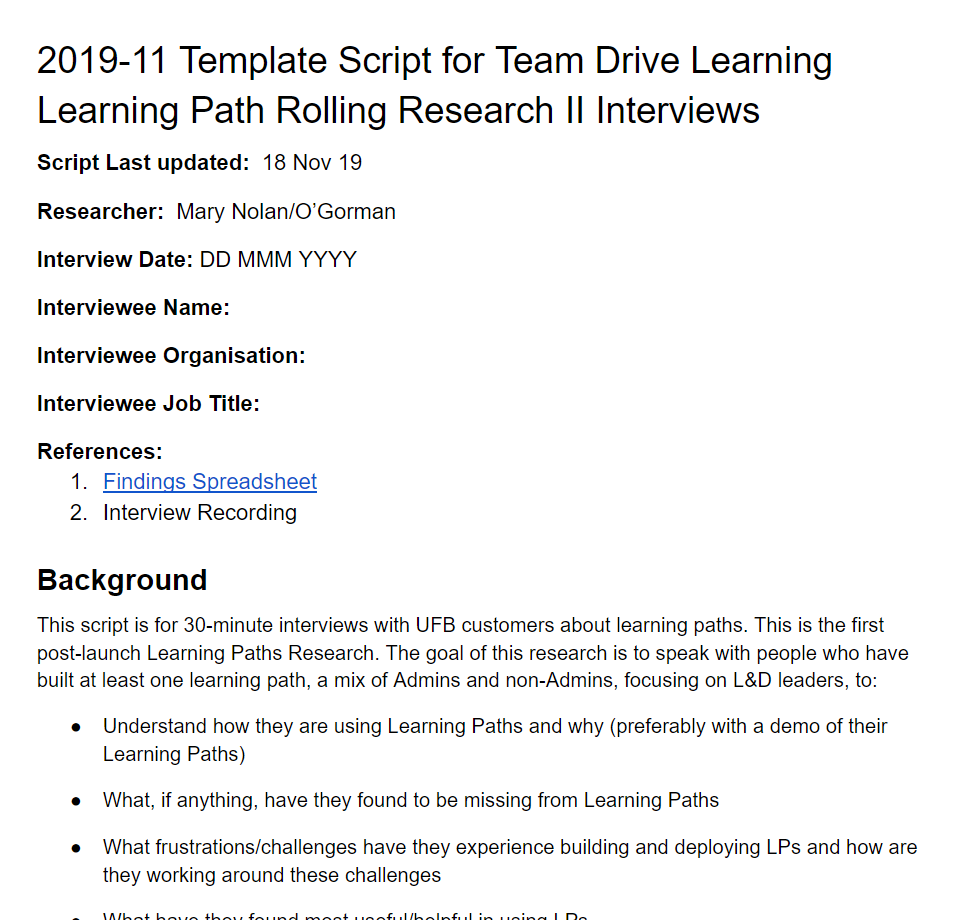 Figure 1: Screenshot of Our Template Interview Script