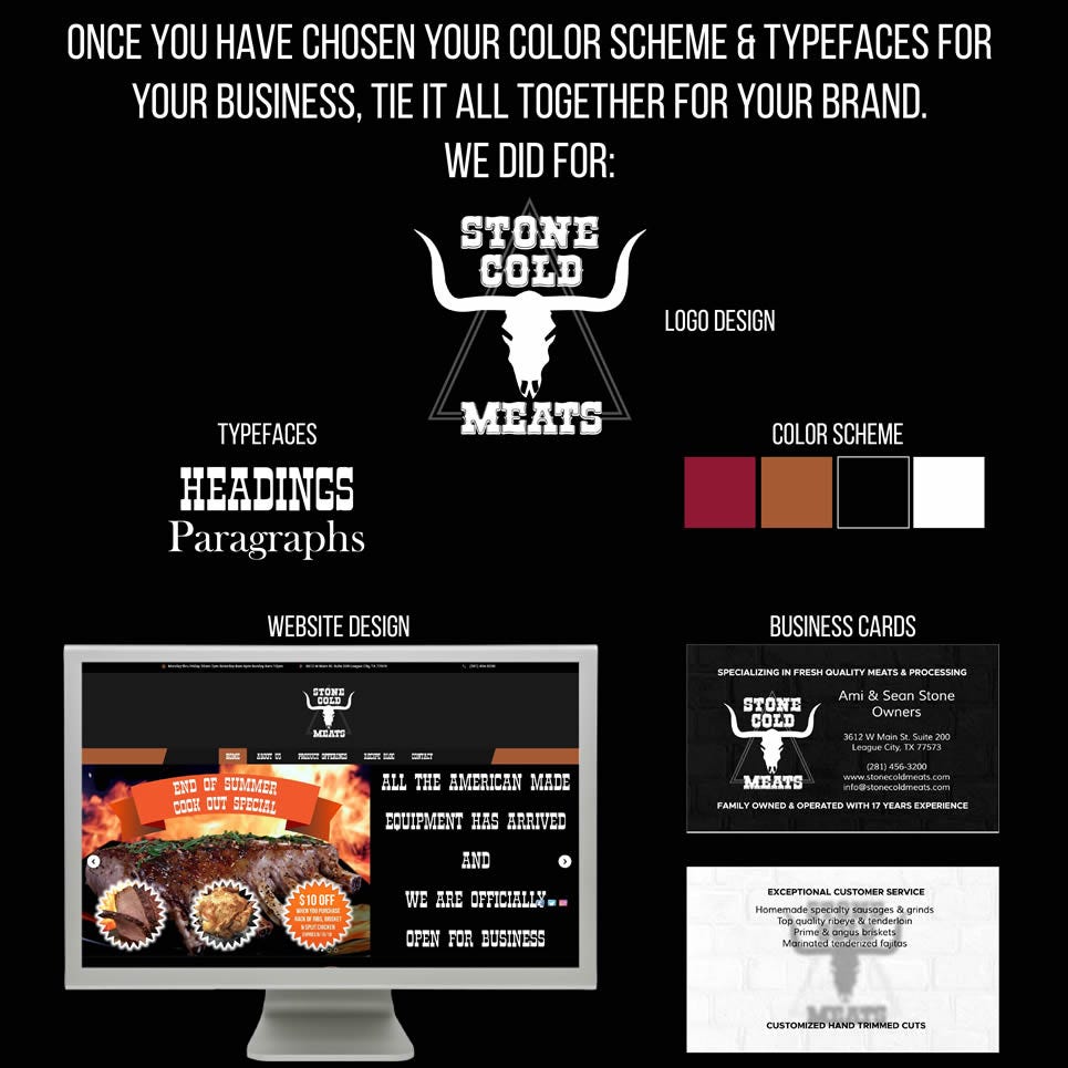 Design examples of branding for Stone Cold Meats