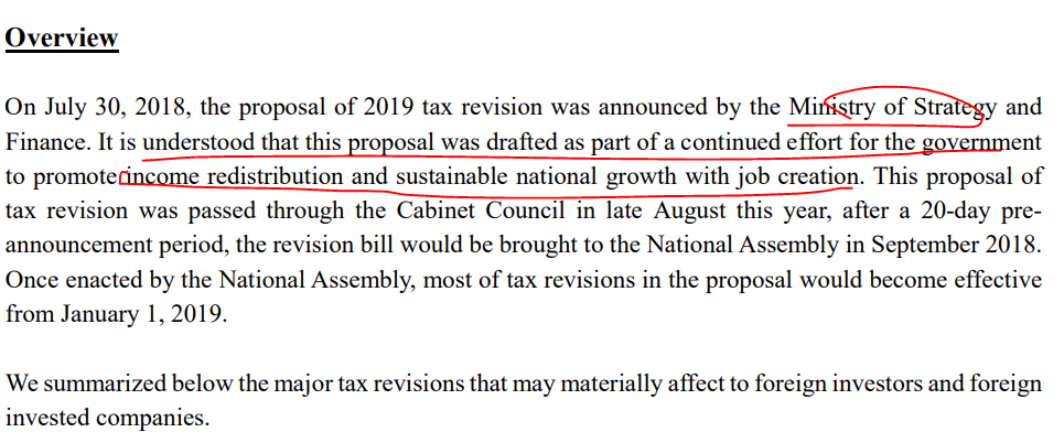 Korea Tax Law Changes 2019