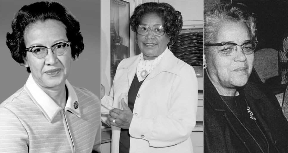 Da esquerda para a direita: Katherine Johnson, Mary Jackson e Dorothy Vaughan. Composição via Marie Claire Brasil. Imagens via arquivos da NASA. Todos os direitos reservados.