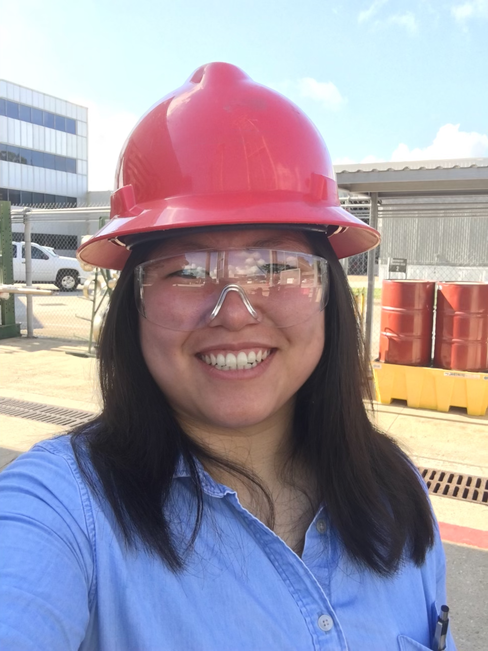 A photo of Known data scientist and media buyer Valerie Gono in a hardhat