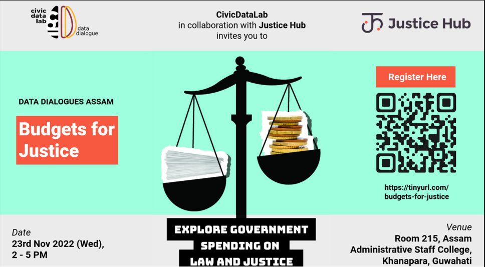 This is a poster for the budgets-for-justice launch event in Assam.