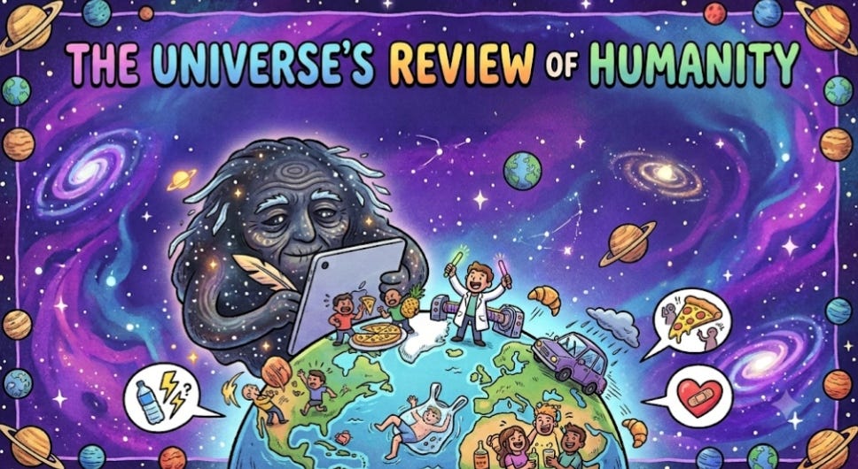 The Universe’s Review of Humanity