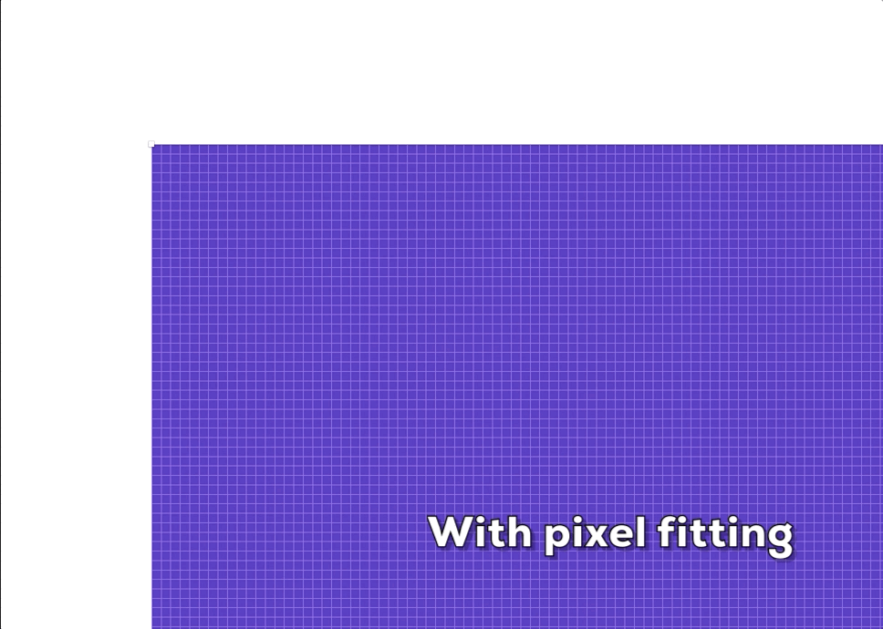 A GIF illustrating the differences between a layer that has pixel fitting enabled versus one that doesn’t.