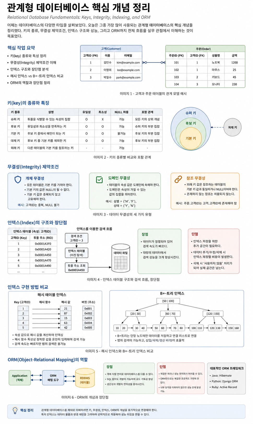 [CS스터디] 관계형 데이터베이스를 암기가 아니라 구조로 이해하기: Key, 무결성, Index, ORM 정리