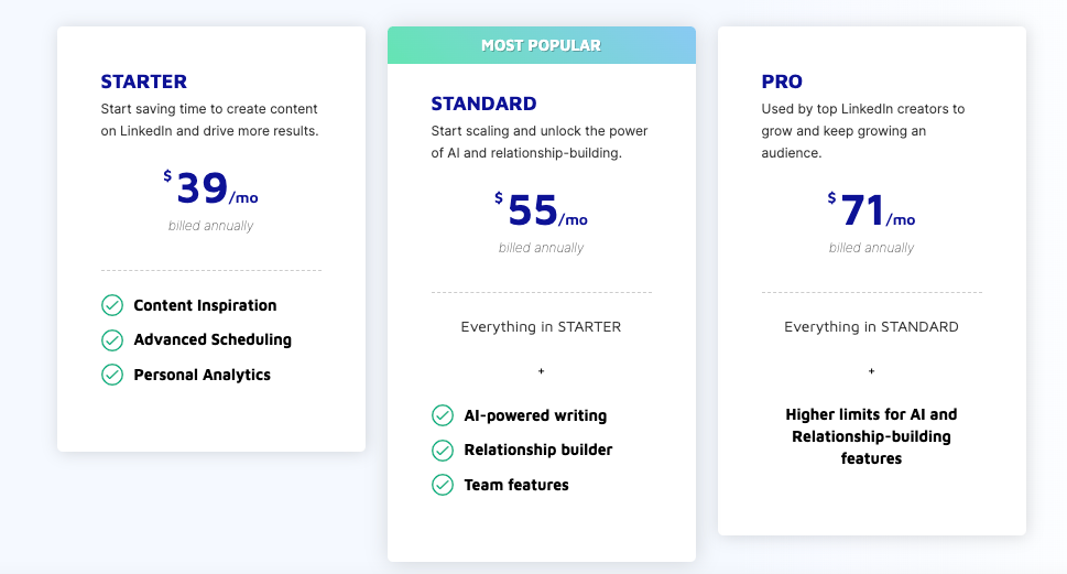 Taplio three tier pricing