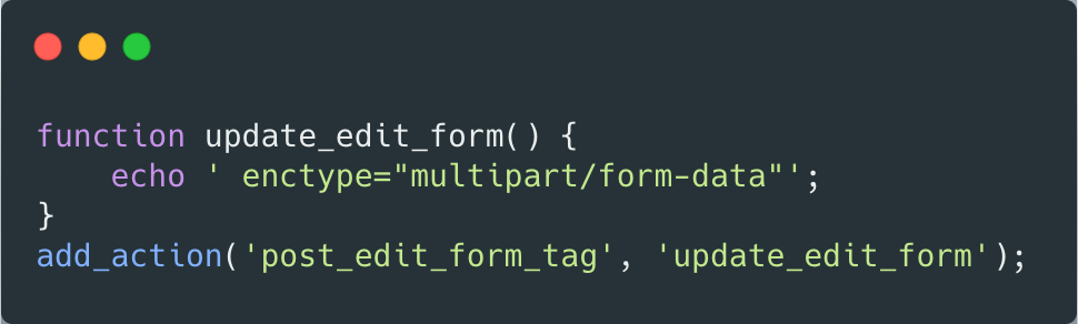 A snippet of code which shows changing the form submit type — full copyable code at the end of the article