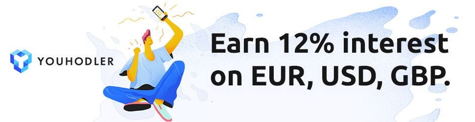 Earn crypto with 12.3% APR + compounding interest on YouHodler