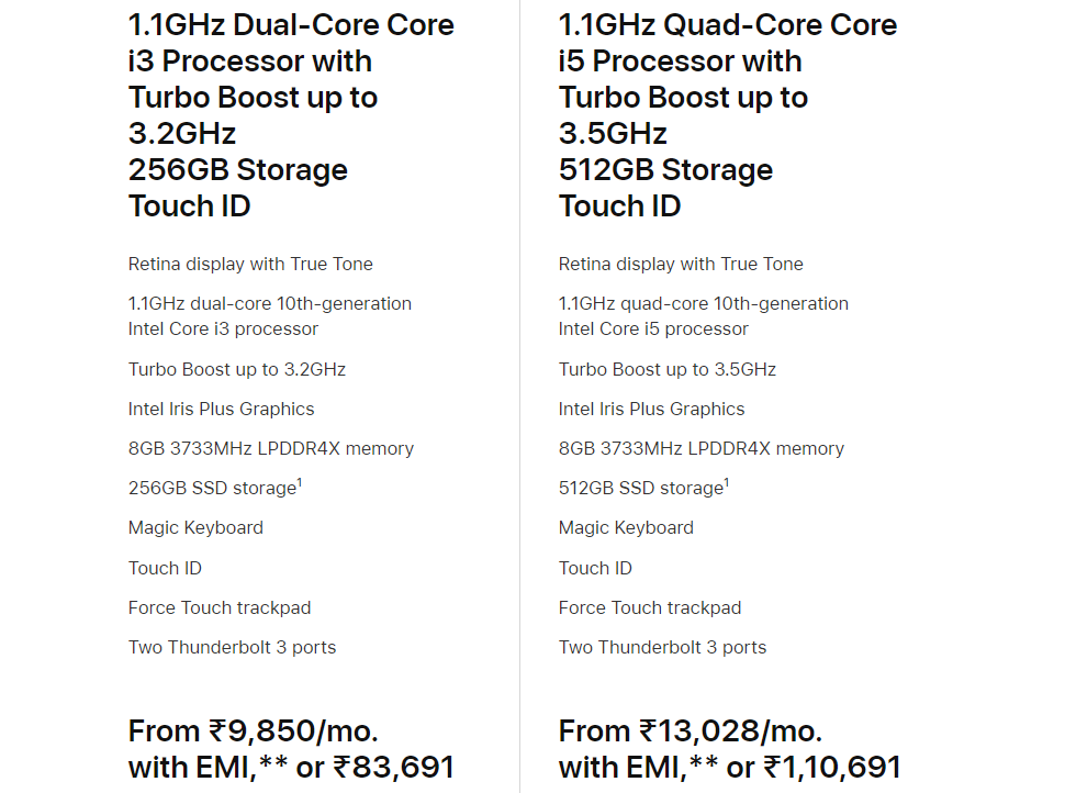 MacBook Air 2020 Education Discount. Source: apple.com/in