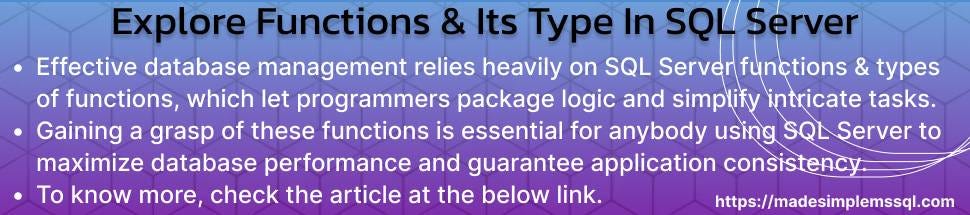 Understanding SQL Server Functions