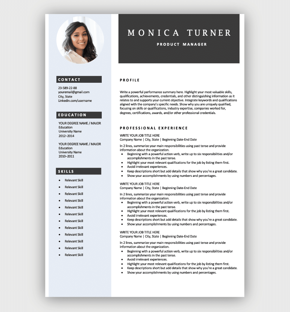 Modern Resume Template Download for Free