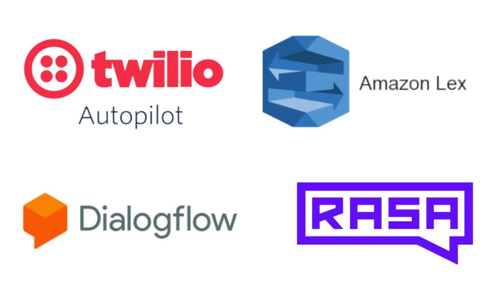 logos of google dialogflow vs amazon lex vs twilio autopilot vs rasa