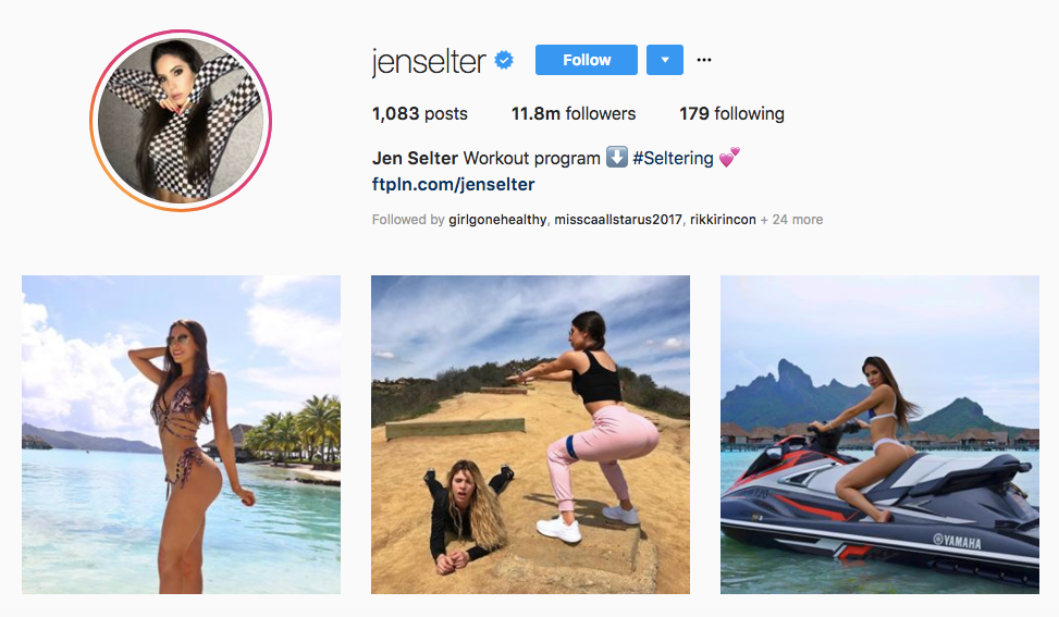 Jen Selter top instagram brand influencers