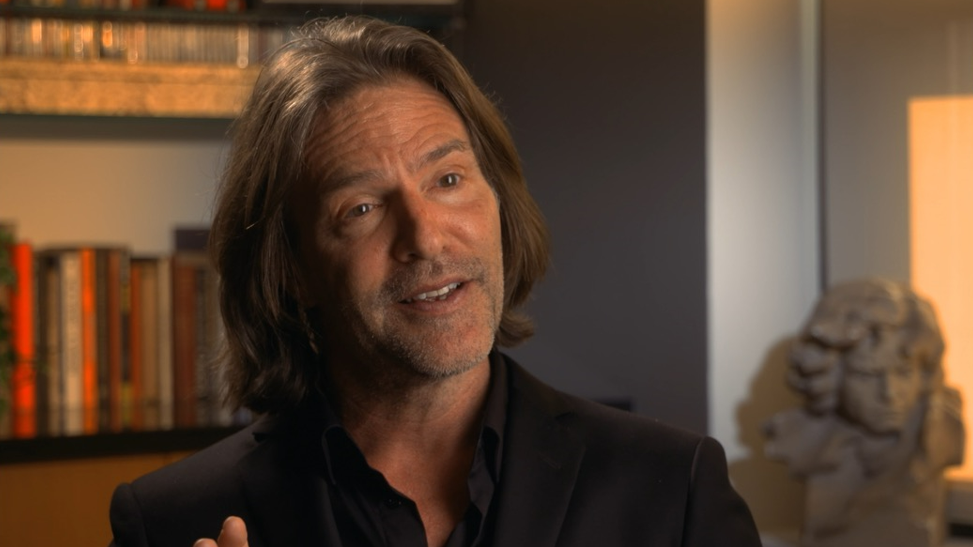Eric Whitacre being interviewed in his designated room in Chapin Hall of Montclair State University.
