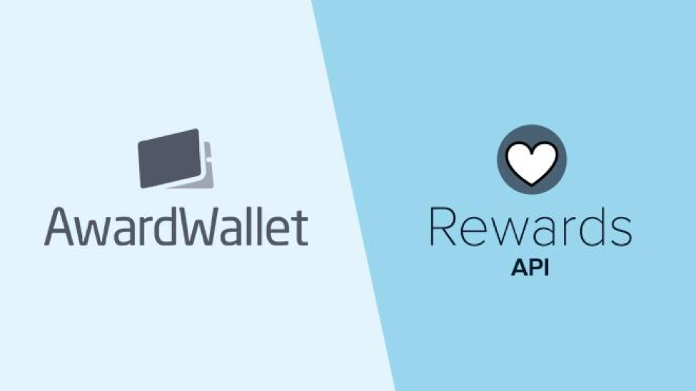 Blue background with the AwardWallet and Rewards API logos