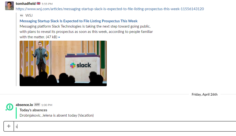 Absence.io for Slack