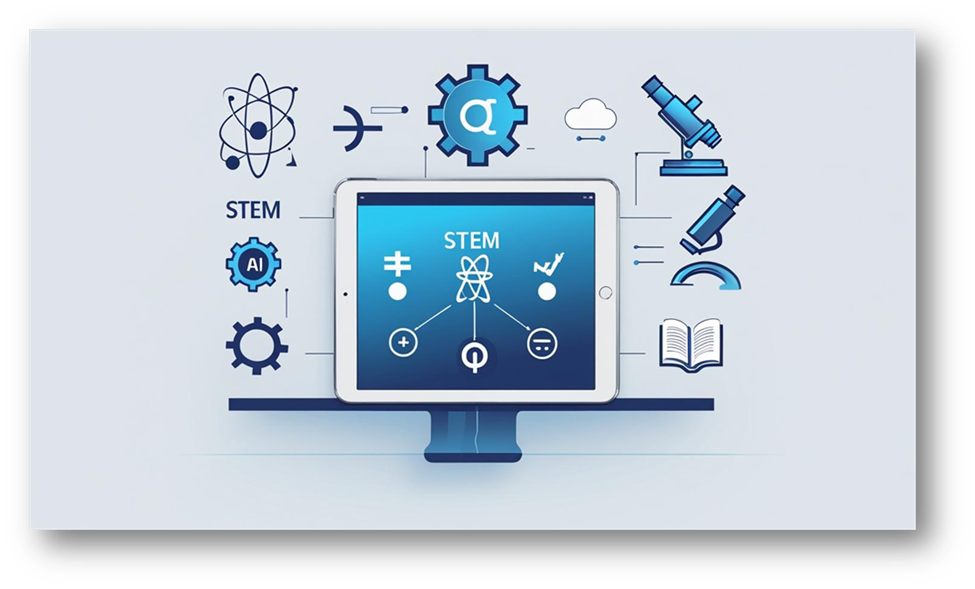 TikTok STEM Feed in Pakistan infographic showing digital learning and STEM education icons