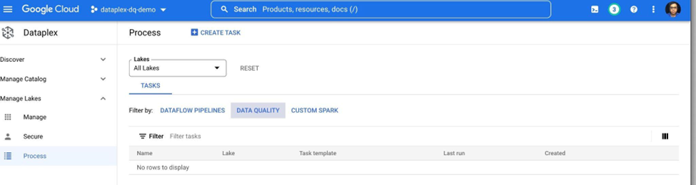 Create Dataplex Data Quality Task