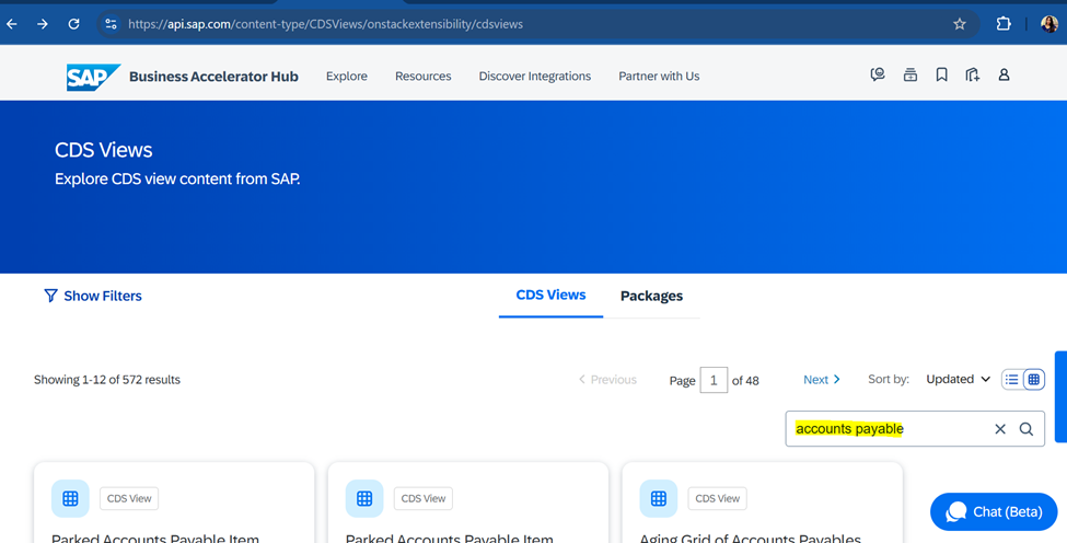 How to Search for SAP Standard CDS Views