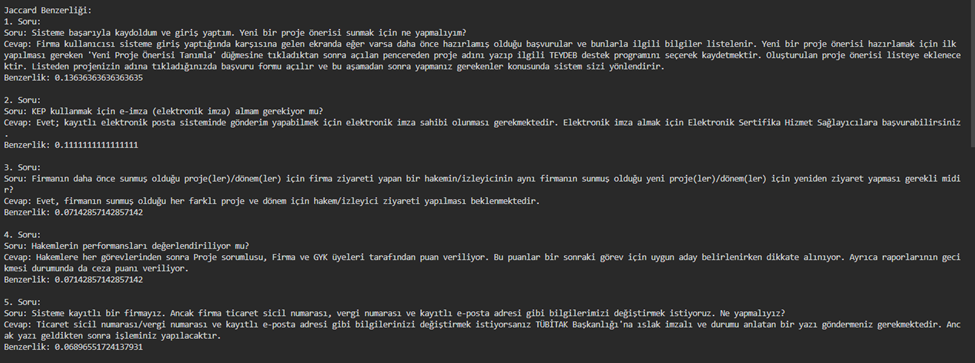 Python ile Sıkça Sorulan Sorular(SSS) Benzerlik Analizi