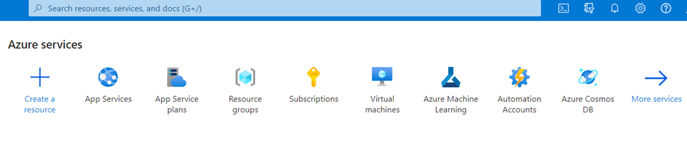 Azure home page