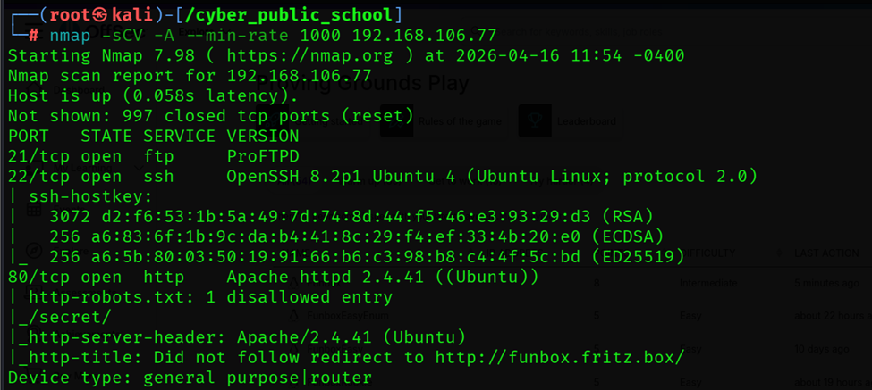 Funbox Walkthrough (Proving ground-play-OSCP)