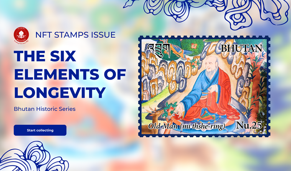 Digital NFT stamps collection “The Six Elements of Longevity” from Bhutan Post