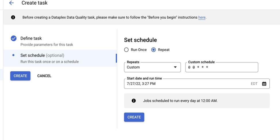 Task CRON schedule