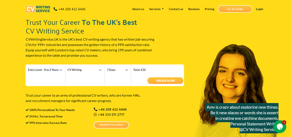 CVwritingservice.uk Website Snapshot