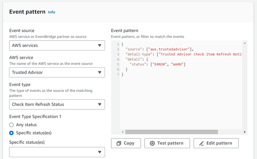 EventBridge Rule console UI