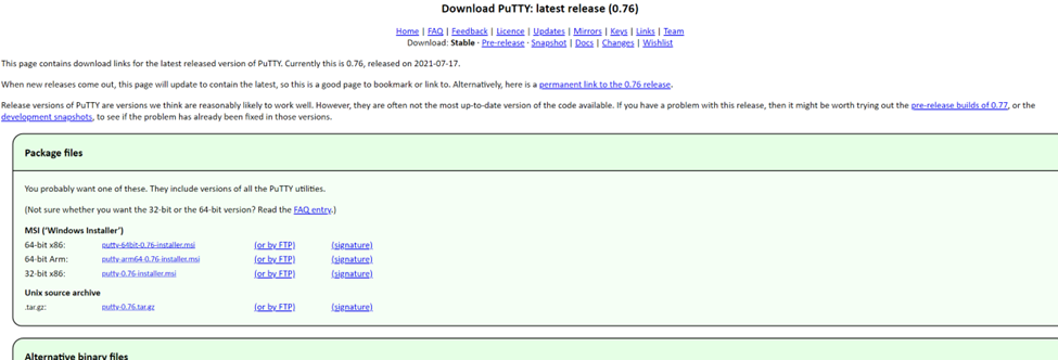 Downloading.msi for Putty